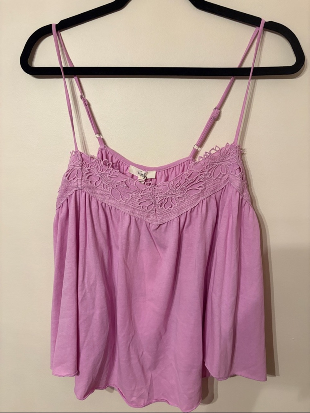 easel Purple Lace-Trim Camisole